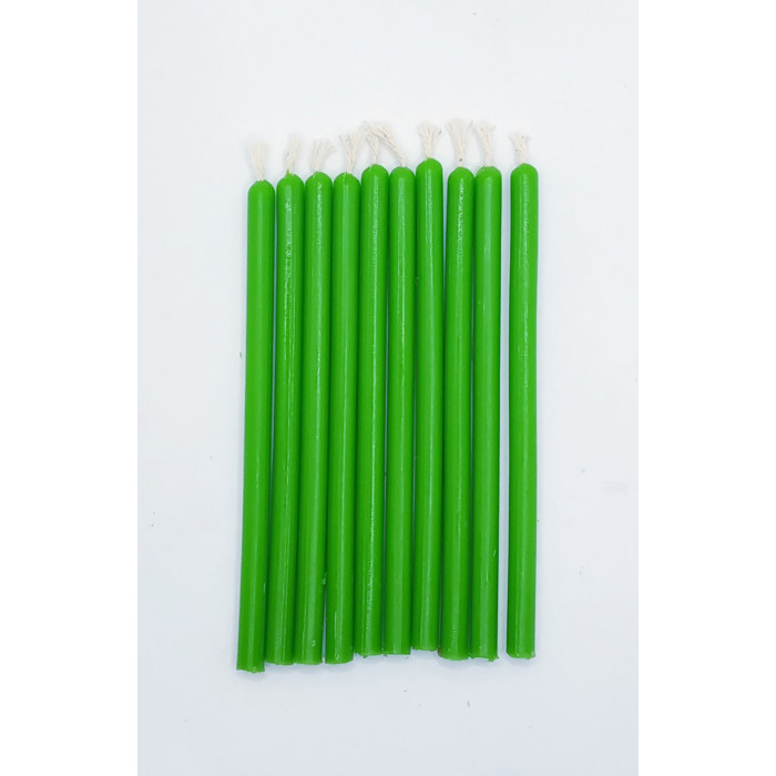 Зелені воскові свічки 10 см. (натуральний віск, власне виробництво)