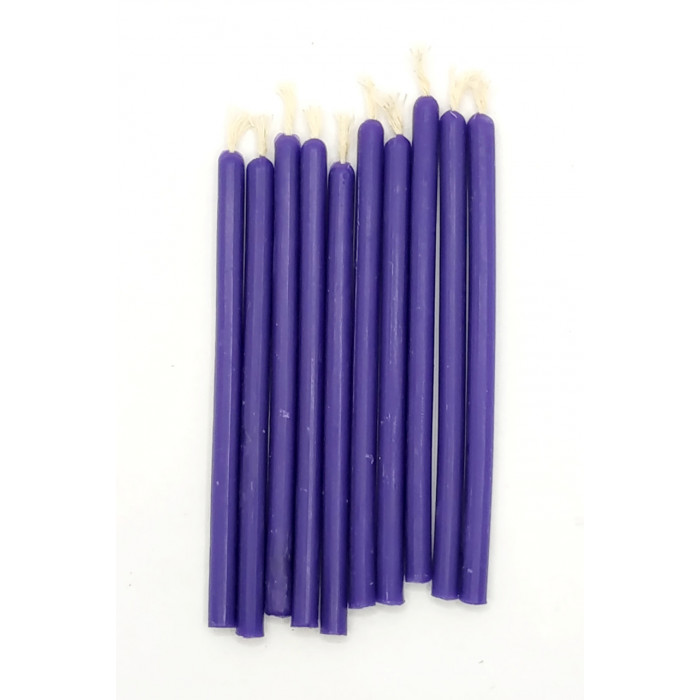 Фіолетові воскові свічки, 10 см. (власне виробництво)